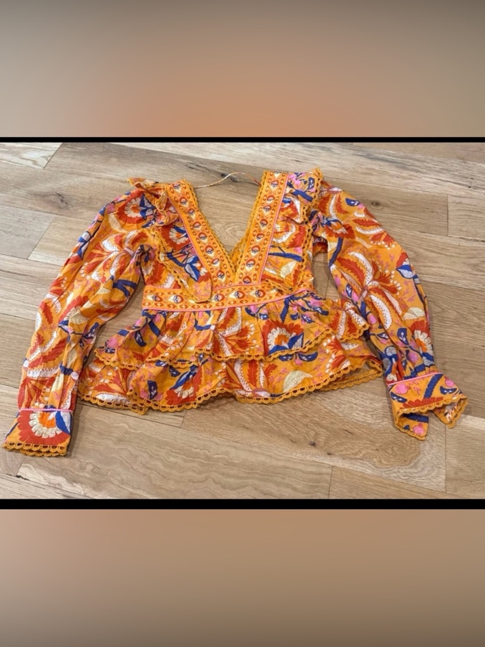 NWT FARM Rio Palms Party Ruffled  Blouse XS